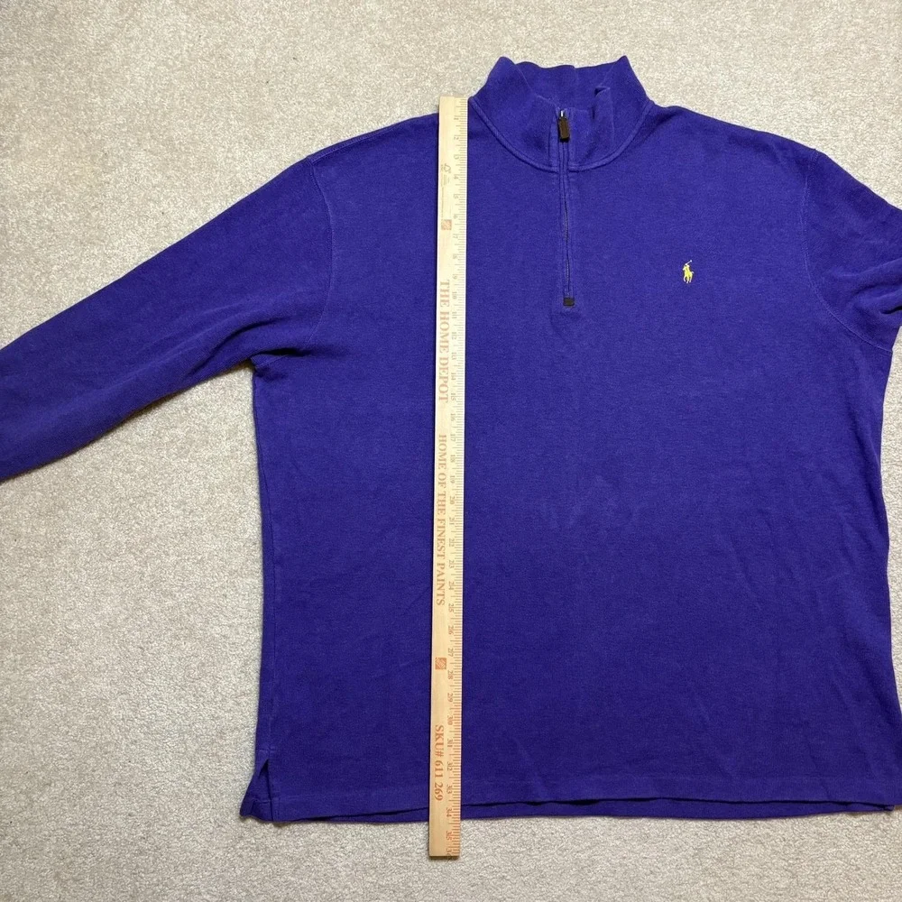 Polo Ralph Lauren Sweater Mens 3XB Big Purple Cotton 1/4 Zip Mock Neck Pony